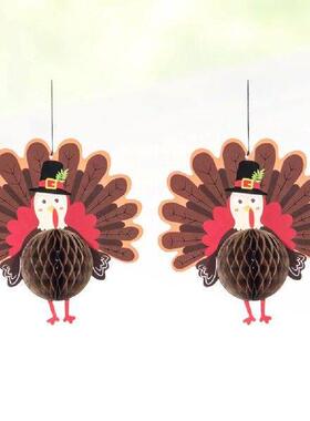 2 Pcs Thanksgiving Turkey Decor Party Decoration Honeycomb