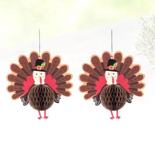 2 Pcs Thanksgiving Turkey Decor Party Decoration Honeycomb