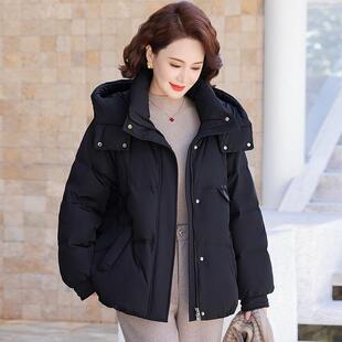 加白绒鹅羽绒服女新款冬8502妈妈装短小款个子厚冬装外套
