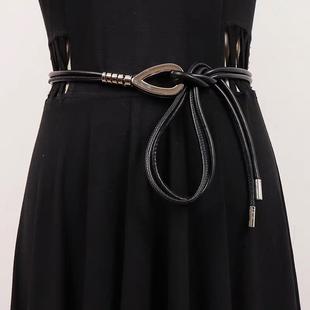 皮绳腰带女腰绳配裙子毛衣羽绒服大衣时尚2025新款秋冬高级感腰封