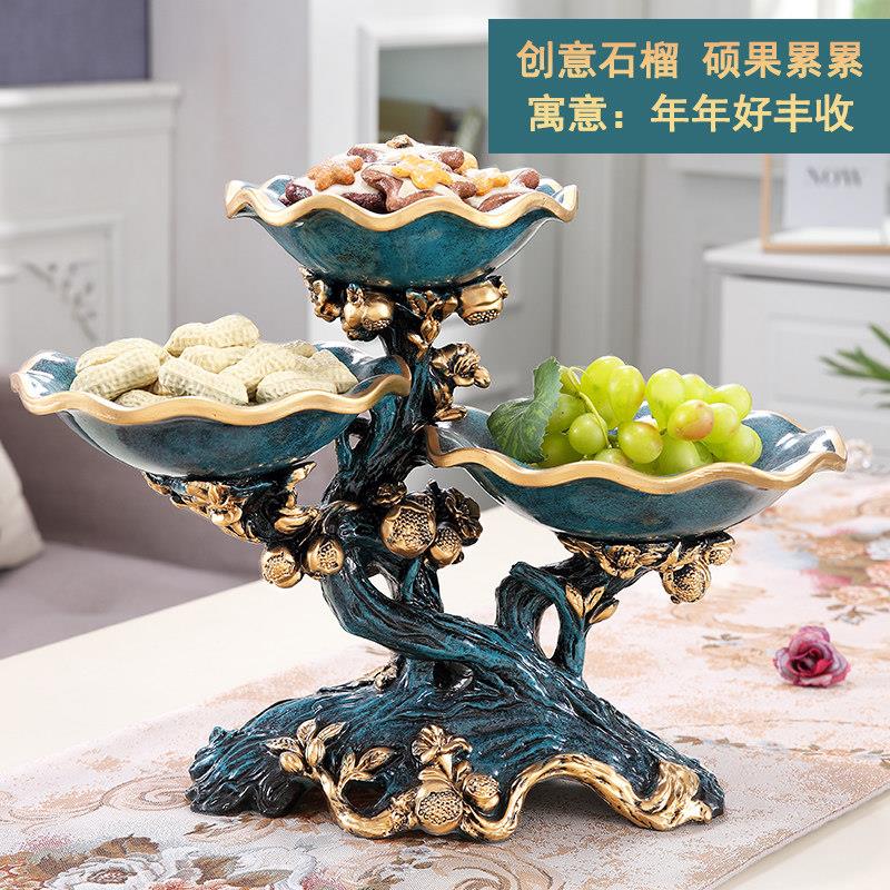 欧式高档双层水果盘家用客厅多层果盘轻奢茶几摆件创意家居装饰品