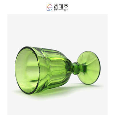 德可泰 彩色玻璃高脚杯竖棱果汁杯高脚杯机压印花 直棱玻璃果汁杯