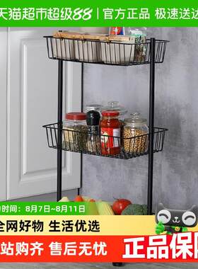 欧润哲三层置物车厨房整理蔬菜收纳架可移动带轮子房间宿舍收纳车