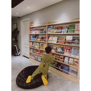 0J松木儿童实木落地书架书柜免打孔靠墙壁挂架学生书收纳架省空间