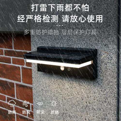 新款跨境太阳能户外庭院灯人体感应家用室外防水照明花园别墅壁灯