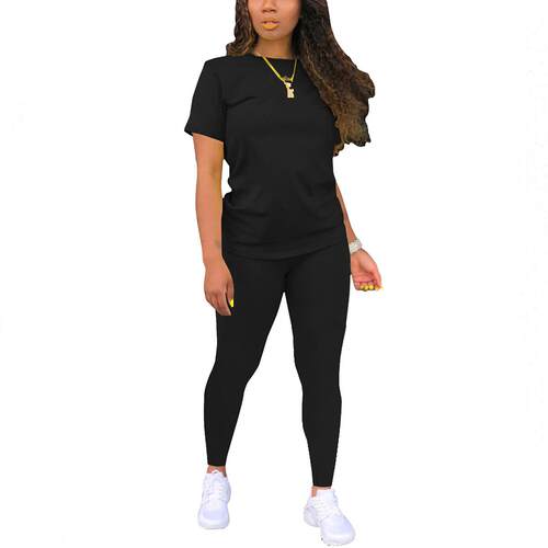 Two-Piece Set Women's Ombre Cross Print Tie Dye Round Neck