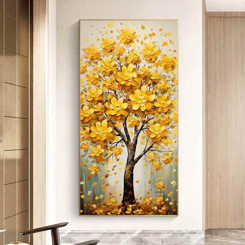 发财树摇钱树钻石画2025新款满钻新中式玄关走廊轻奢点贴钻十字绣