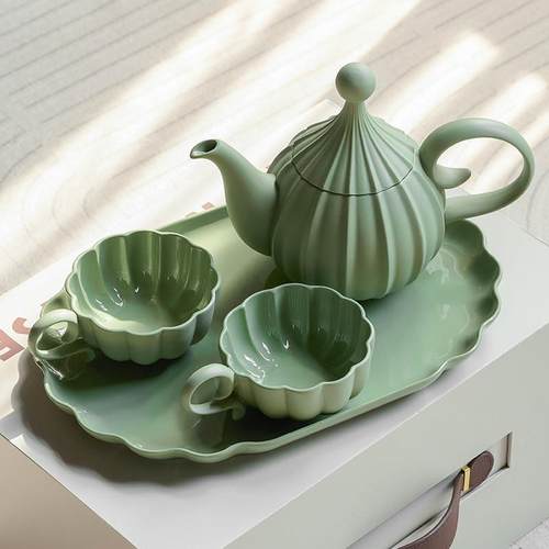 米立风物2025新款家用万圣节南瓜茶具高档陶瓷下午茶杯壶茶盘套装