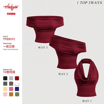 Women off Shoulder Tee Ruched Daily Wear Ladies Clothes