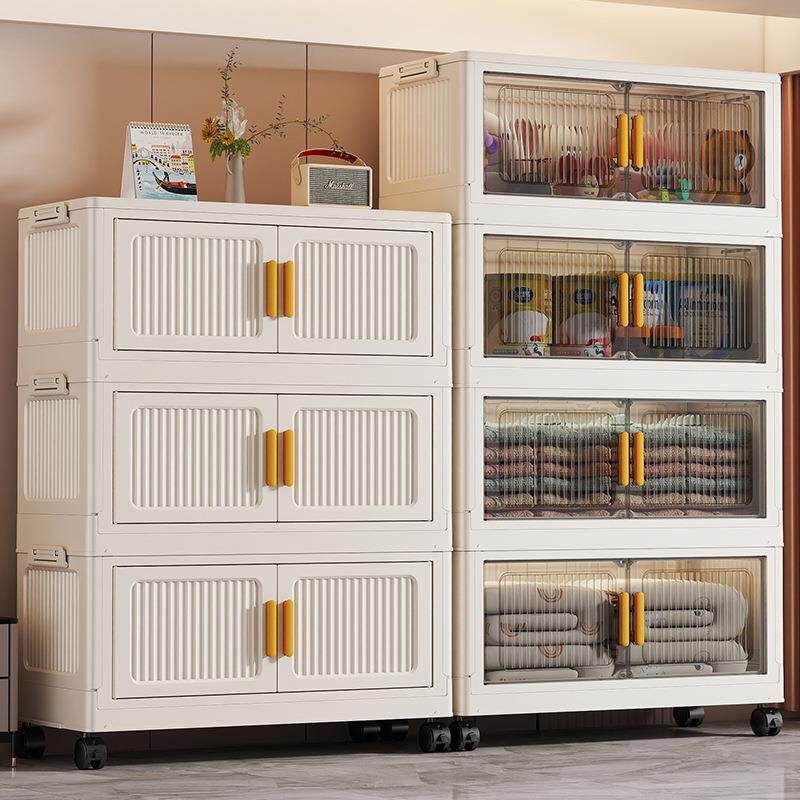 40-80宽折叠收纳柜家用多层置物架免安装塑料宝宝儿童玩具储物柜