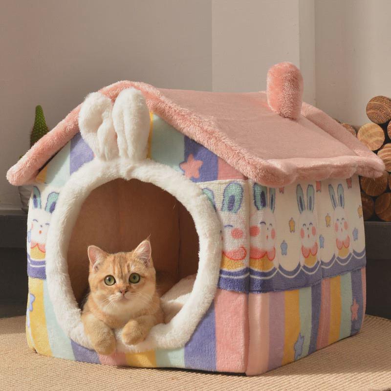 猫猫宠物用品猫房子透气房子保暖狗窝窝通用耐咬半封闭别墅式四季