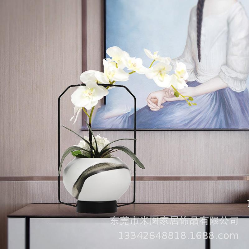 EVN仿真花蝴蝶盆栽摆件假花绢花内装饰花新兰中式客室厅餐桌设花