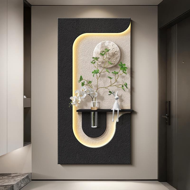 轻奢GLS60079高级入户门玄关挂画 画画2025年款立体砂岩走感新廊