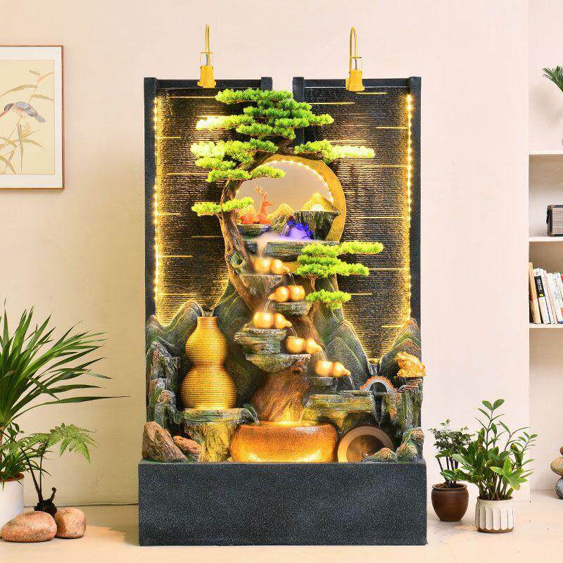 水幕墙流水装饰房屋公司大院屏风隔断大型假山装饰水循环喷泉乔迁