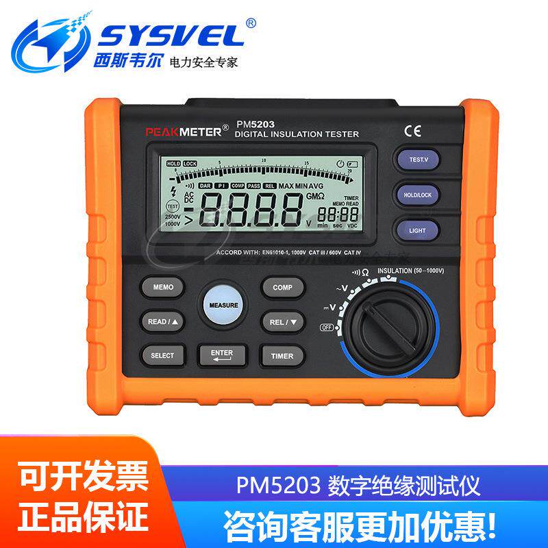 PM5203数字兆欧表50V 100V 250V 500V 1000V绝缘电阻测试仪
