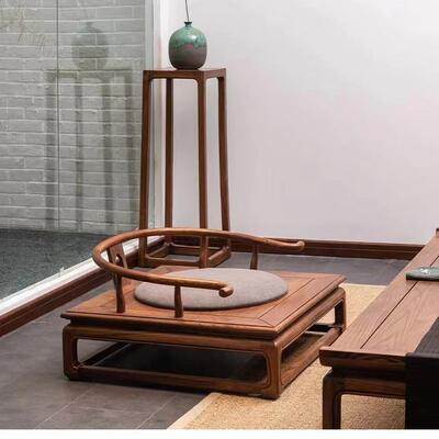 新中式太打坐椅禅椅老榆木打圈椅腿坐椅复盘古实木单人椅5091子师