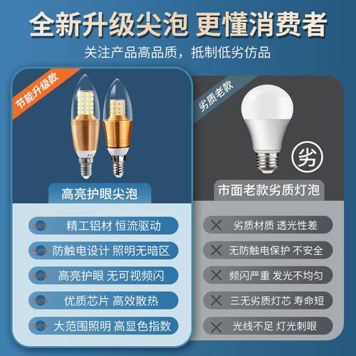 LED灯节能灯E14小螺口E27玉米灯家用客厅超亮吊灯光源三色照明灯