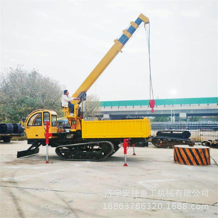 小型履带随车吊太阳能光伏板沙漠吊运机6吨8吨液压自卸随车吊车