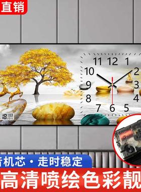 hX6新款挂钟网红客厅卧室电子钟挂墙家用静音走时带日历装饰画石