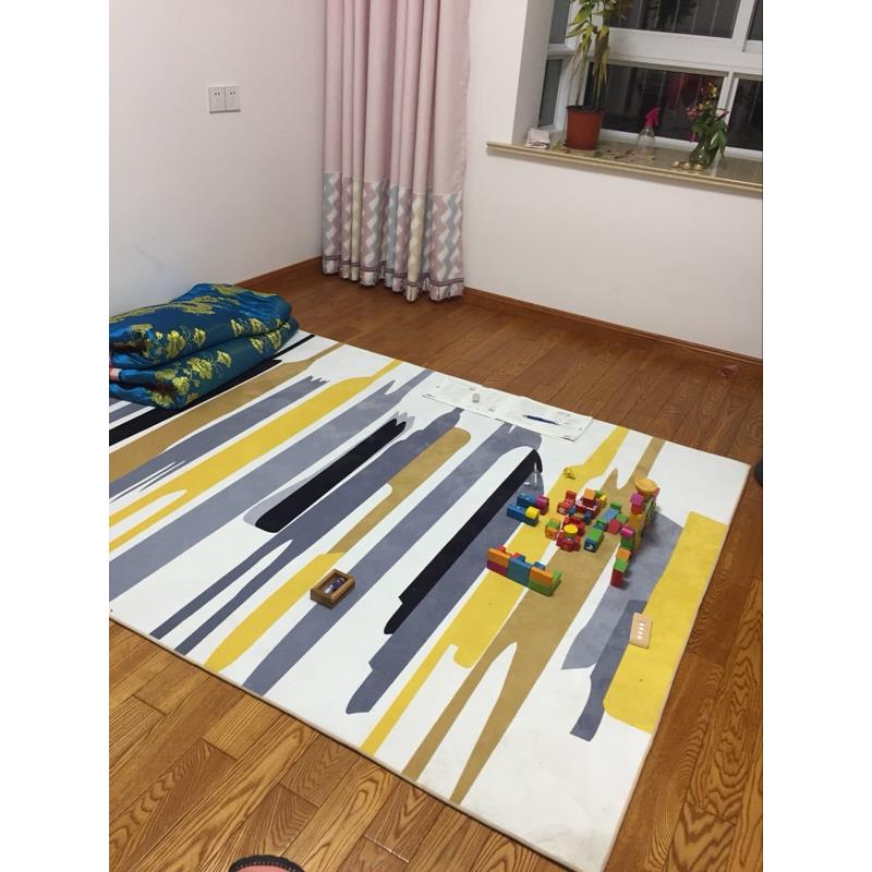 高档可边水洗几何彩印图案地毯客茶厅欧式现代沙发几房卧室书床满