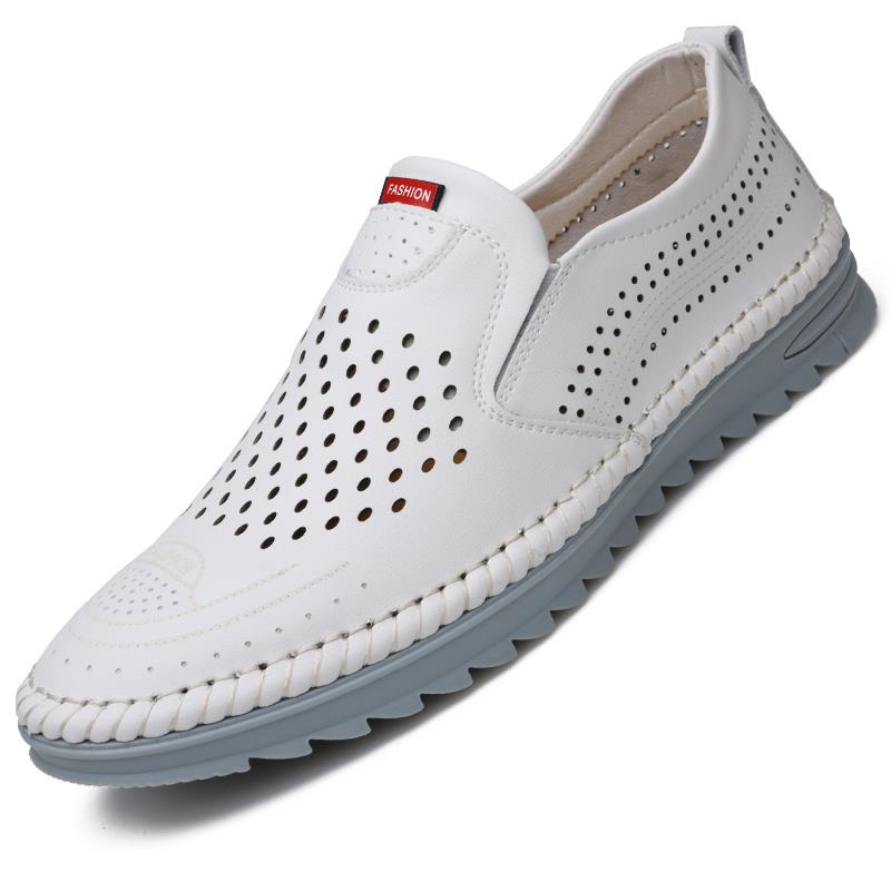 正品皮鞋男春夏新休闲 款鞋真皮士皮鞋软牛皮透气男豆商务男鞋豆