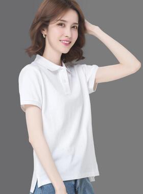 白色翻领短袖t恤女2026年夏季新款女装宽松显瘦运动polo衫0521r1