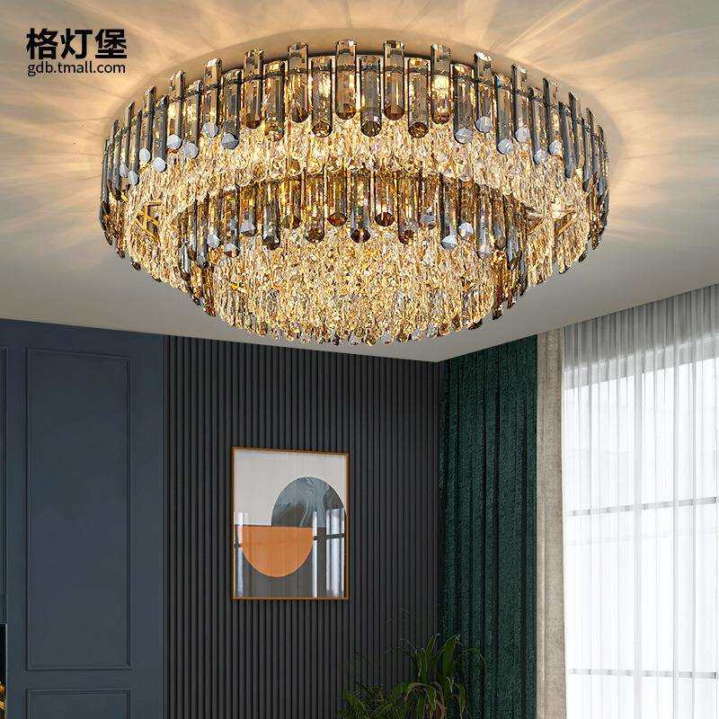客厅吸顶灯圆形水晶灯简约现代大气卧室餐厅灯2025年新款轻奢灯具