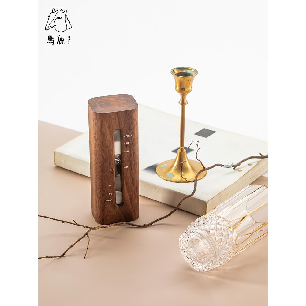 正品马鹿沙漏计时器3公0分钟礼物刻字办桌摆件桌制面办定公室实木