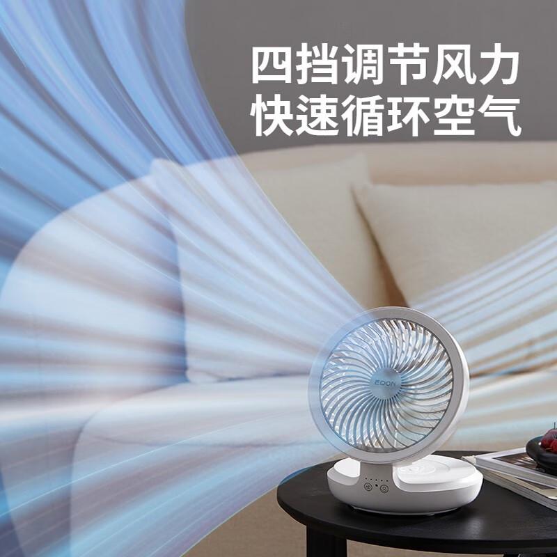 edon爱登悬浮空气循环扇厕所壁挂充电小风扇宿舍桌面带夜灯折叠扇