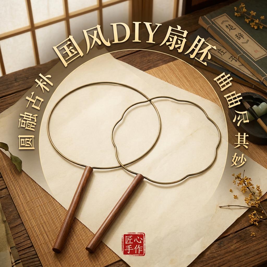 不锈钢团扇框架骨架配件 手工编织diy毛线钩针钩织扇子空白框圆形图片