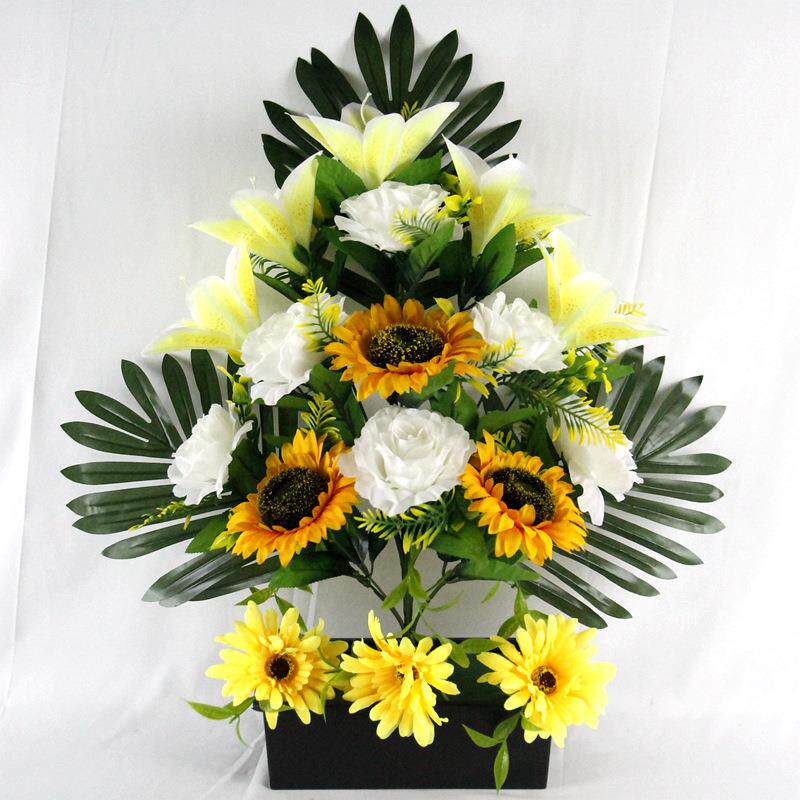 清明节墓碑盆景祭祀花17头吊兰仿真菊花玫瑰花冬至祭祀亲人向日葵