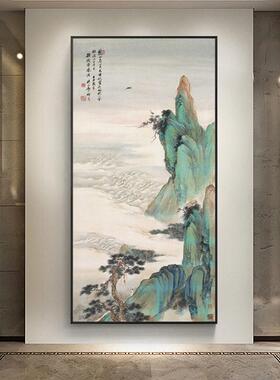 重游故玄地新中QX202101式装饰画大幅竖版山水过道壁画关厅走客廊