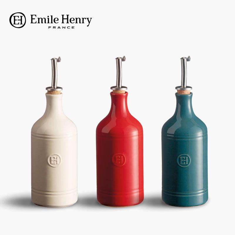 法国Emile Henry陶瓷油壶密封 橄榄油瓶防漏厨房酱油醋瓶自动开合