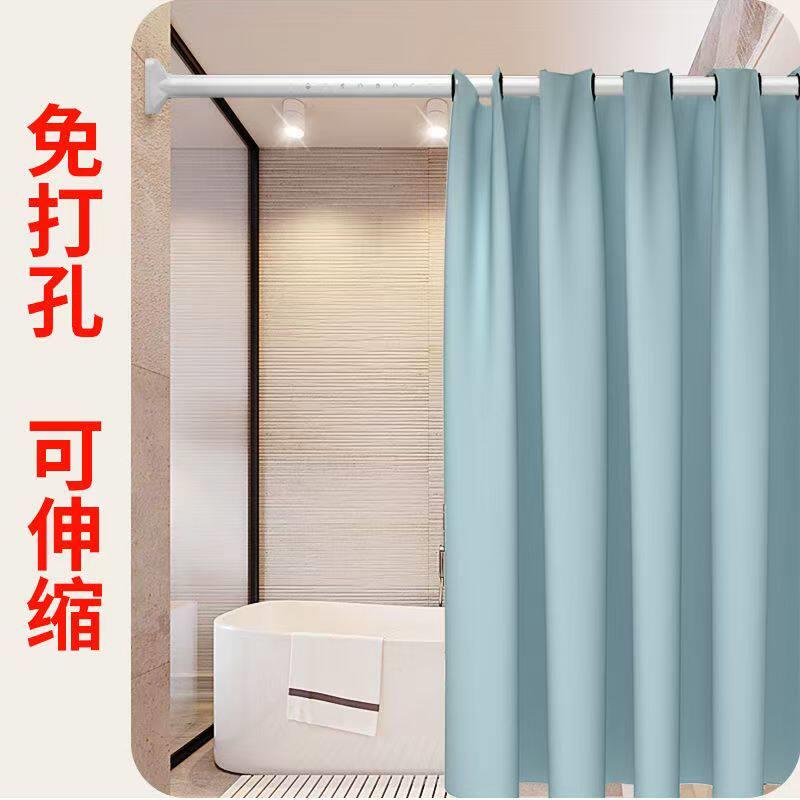 免打孔可伸缩杆窗帘杆杆子罗马杆安装一整根撑杆浴帘升缩杆晾衣杆