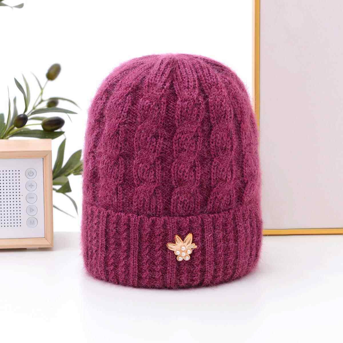 帽子女秋冬中老年妈妈毛线帽保暖加绒棉针织帽奶奶套头针织帽护耳