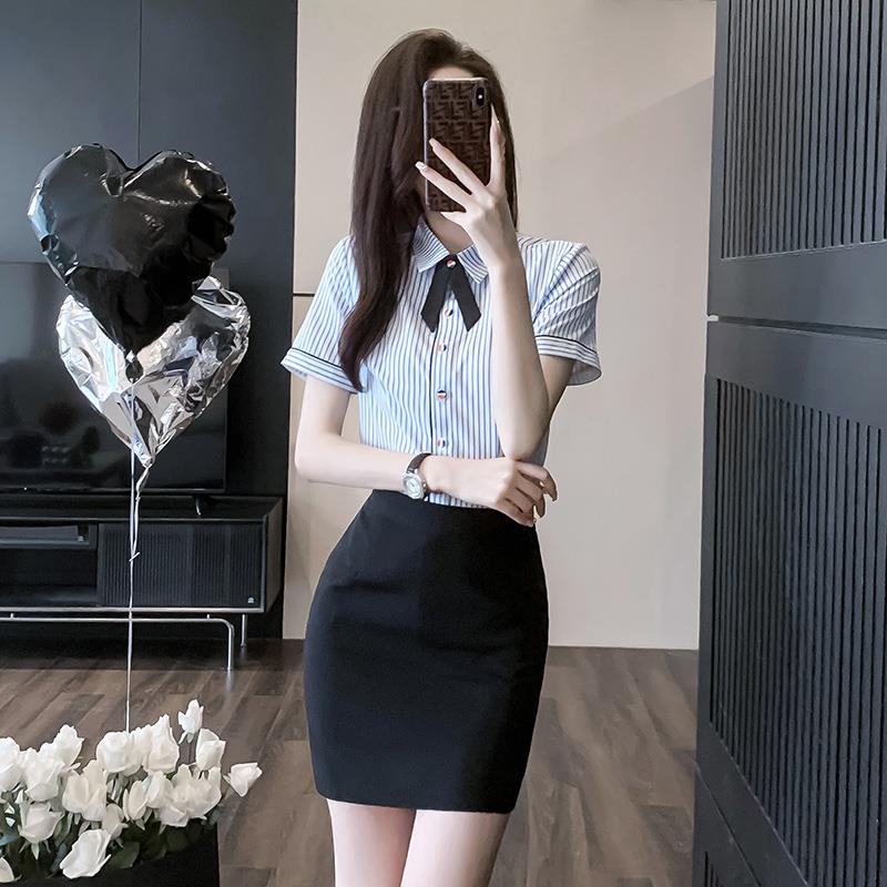 衬衫女夏款短袖衬衣2025新款美容院工作服高端职业套裙前台工作装