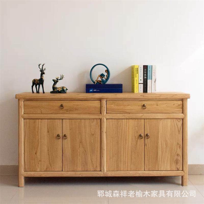 北方老榆木餐边柜现代简约玄关柜门厅柜客厅柜原木储物厨房开门柜