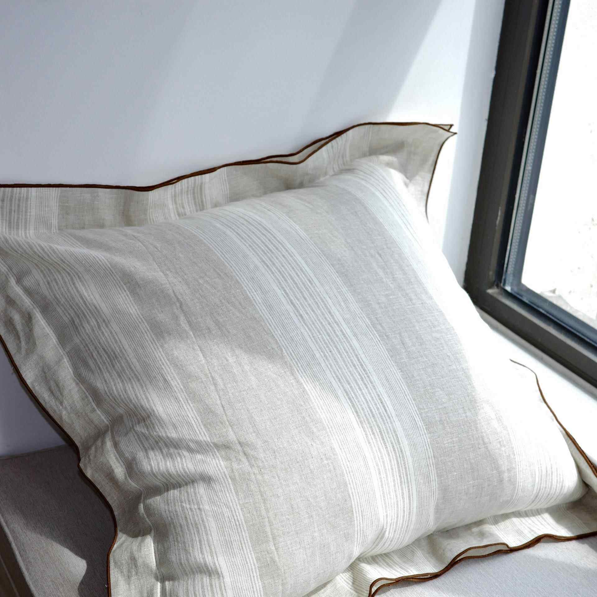 新品国纯亚麻密宽边沙头发床抱枕靠垫靠拷枕套不含芯100201海法绵