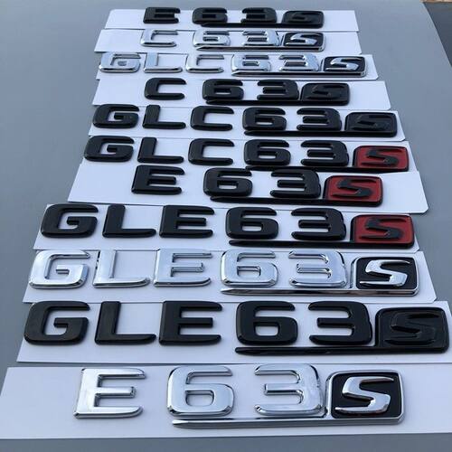 适用于新款奔驰字标C63S车标E63后尾标GLE63改装GLC63标志贴黑色