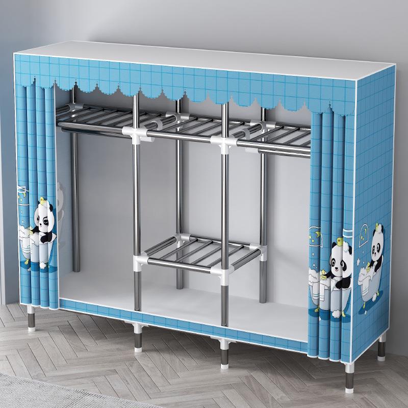 钢布衣柜加粗加固衣柜家卧室层立多式出租用无品牌/房简易组装收