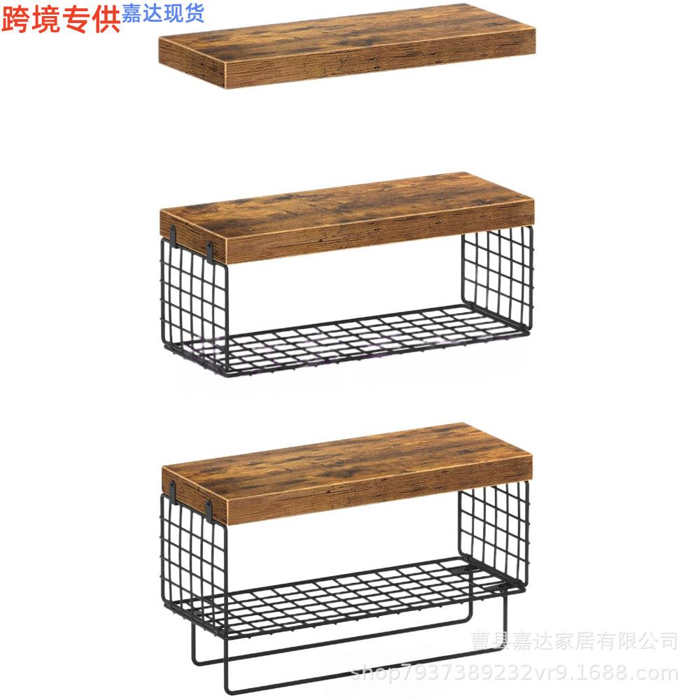 跨境新品浴室储物架厨房客厅壁挂式隔板实木墙上悬浮墙上置物架