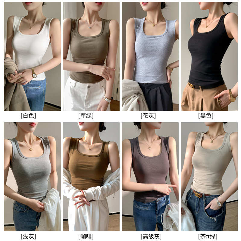 纯棉针织打底西装内搭小背心女吊带春夏秋白色修身遮副乳辣妹上衣