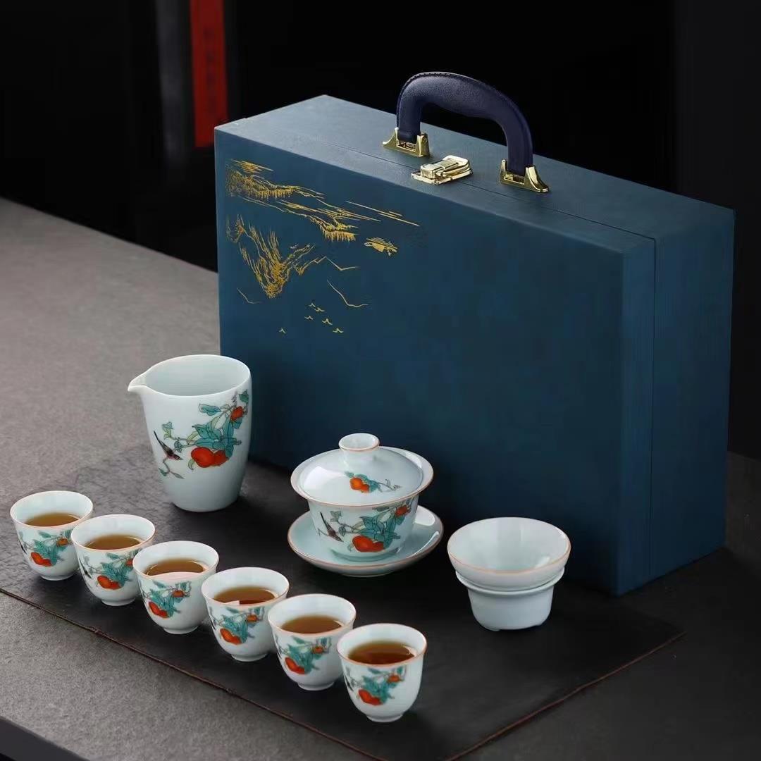 盖碗色釉陶瓷茶具套组整套家用功夫简约陶茶杯泡茶壶礼盒套组定制