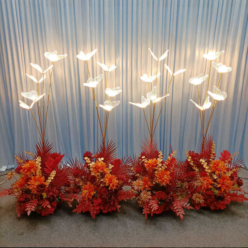 艺道具引布置铁求婚婚发光蝴蝶灯礼堂迎宾场地电镀插区现路婚庆