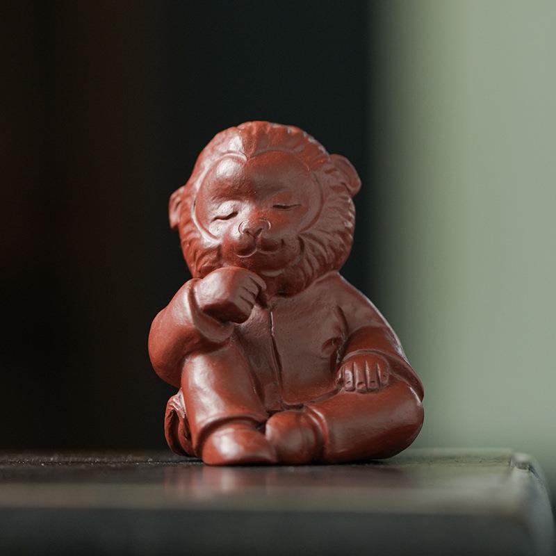 赵永辉小猴子品茶禅意茶宠摆件精品宜兴紫砂可养手工小茶玩装饰品