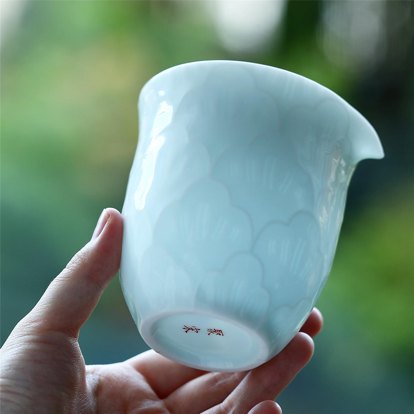影青玉陶瓷公道杯茶漏套装家用茶滤茶海茶过滤分茶器功夫茶具配件