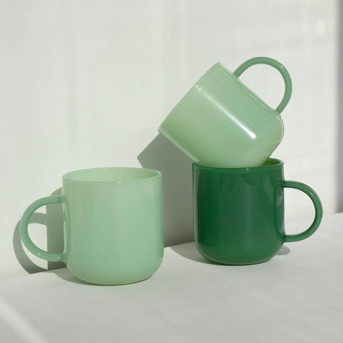 覆古白玉玻璃杯小众喝水杯子大容量耐高温彩色玻璃高颜值咖啡杯