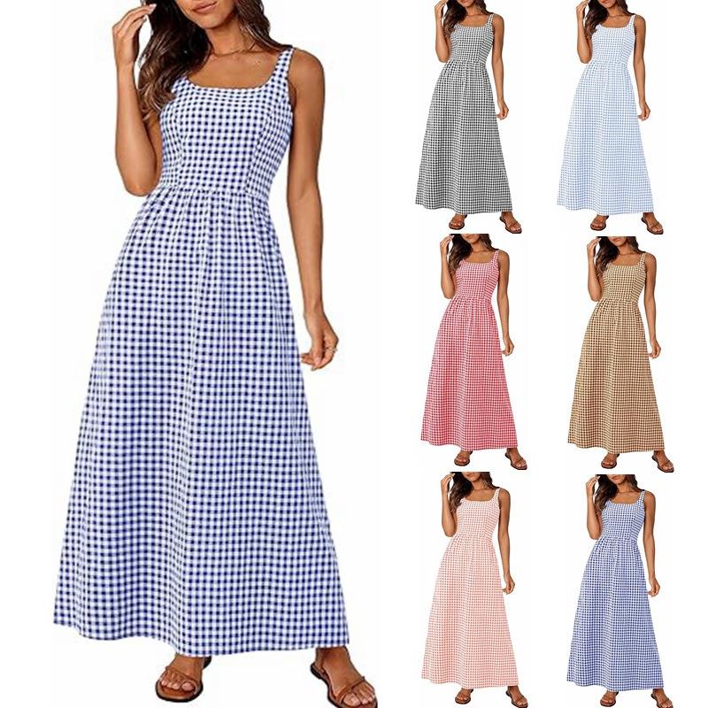 Cartmel Check Maxi Dress Navy