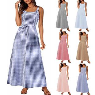 Cartmel Check Maxi Dress Navy