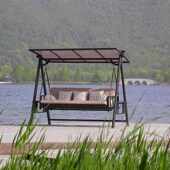 户外秋千吊椅庭院花园秋千椅室外露台编藤秋千摇椅三人位吊篮吊床